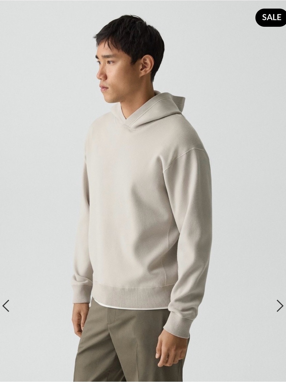 Theory Men's Lightweight Hoodie Sweatshirt - Cream size XL